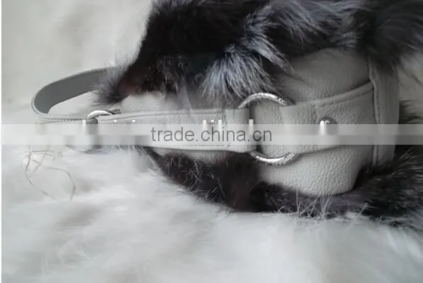2016 New Arrival Fashion Factory Price Real Silver Fox Fur Lady Handbag