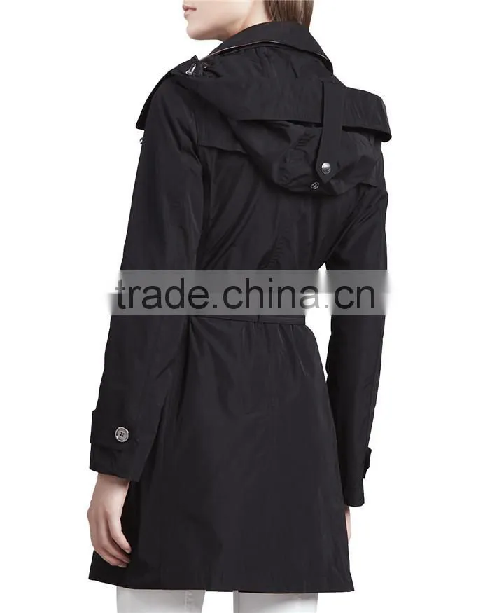 2015 latest trenchcoat black cheap women half coat