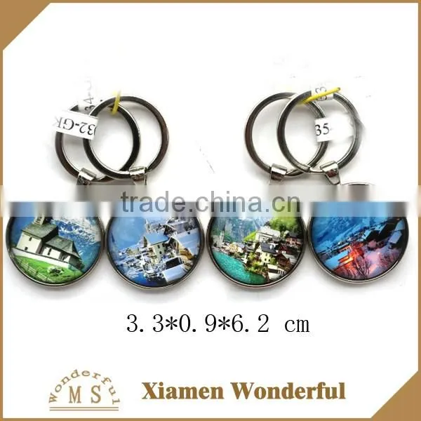 promotional gift tuorist souvenir beatuiful scenery custom glass key chain