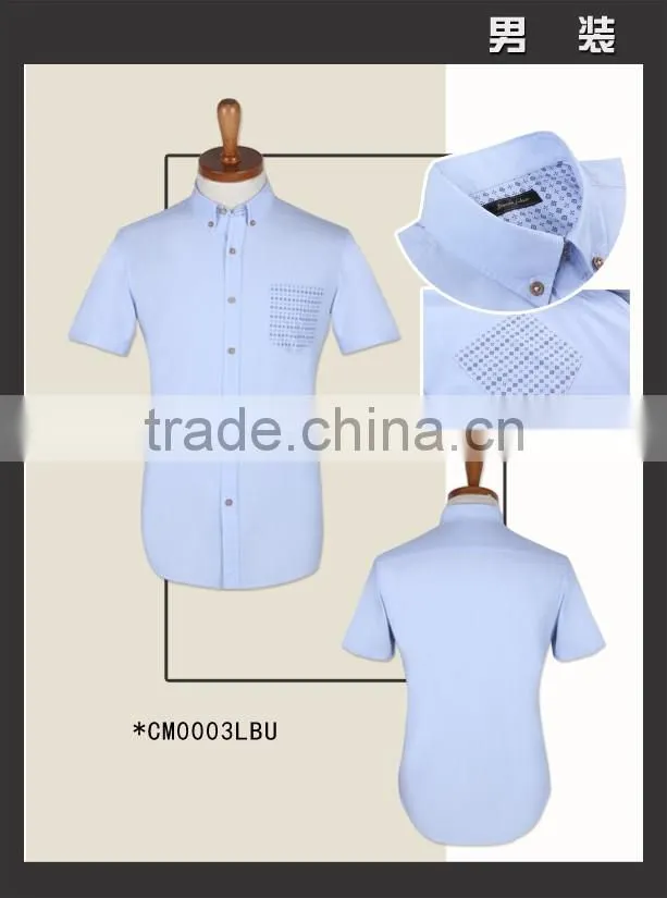 Latest fashional design printing pocket button downs cotton men shirts