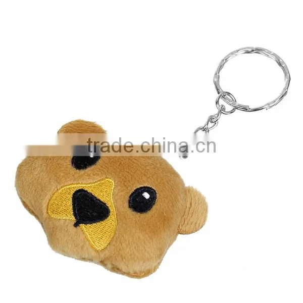 Plush Keychain & Keyring Bear Animal Silver Tone Brown Emoji Pattern Carved 11cm x 5.4cm