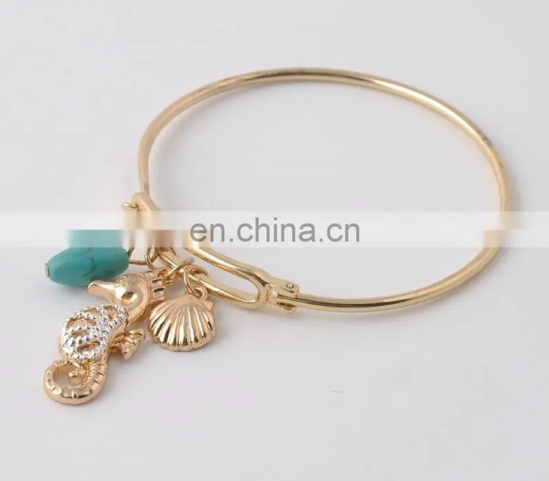 Sea Collection charms in two tones marine organism bracelet bangles