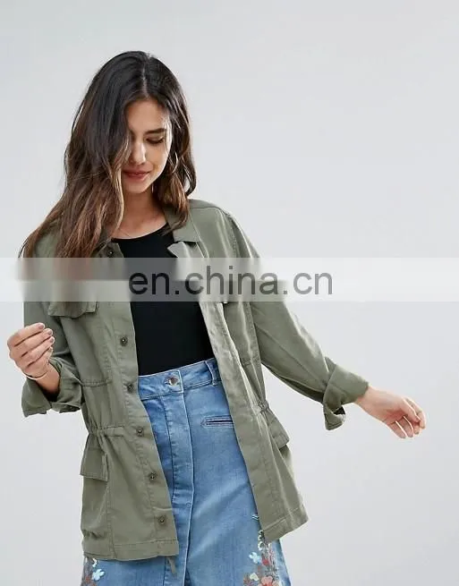 Wholesale ladies winter jacket custom women clothes woman army green winter bomber jacket