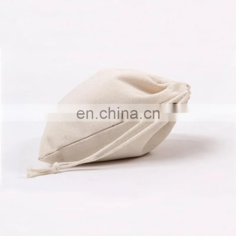 White cotton drawstring pouch with customized logo bag