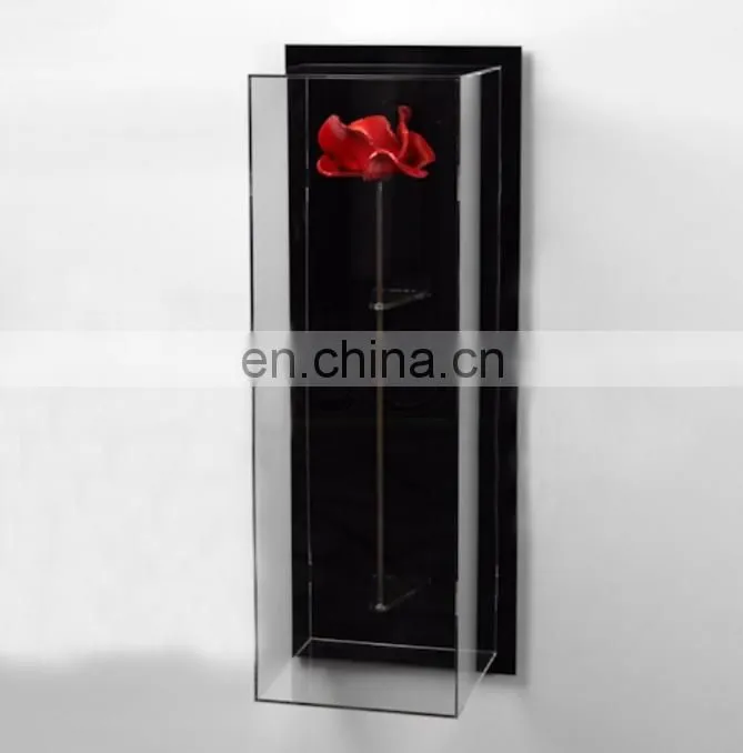 artificial flower wall acrylic display /flower wall display/flower display box
