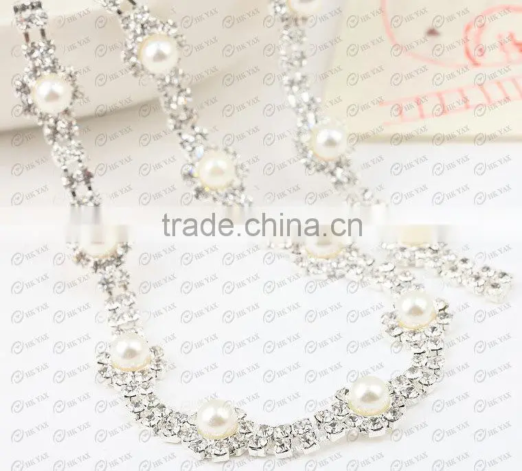 X0701 Pearl rhinestone trimming ,pearl and rhinestone trimmings, very nice crystal Pearl trimming