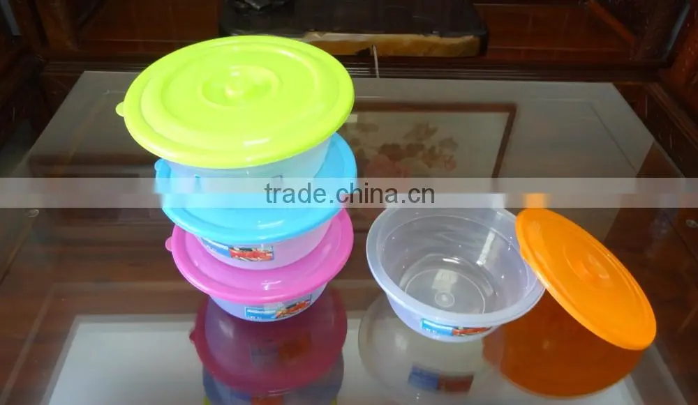 3.8L Round plastic food storage container, Salad bowl with lid, storage box