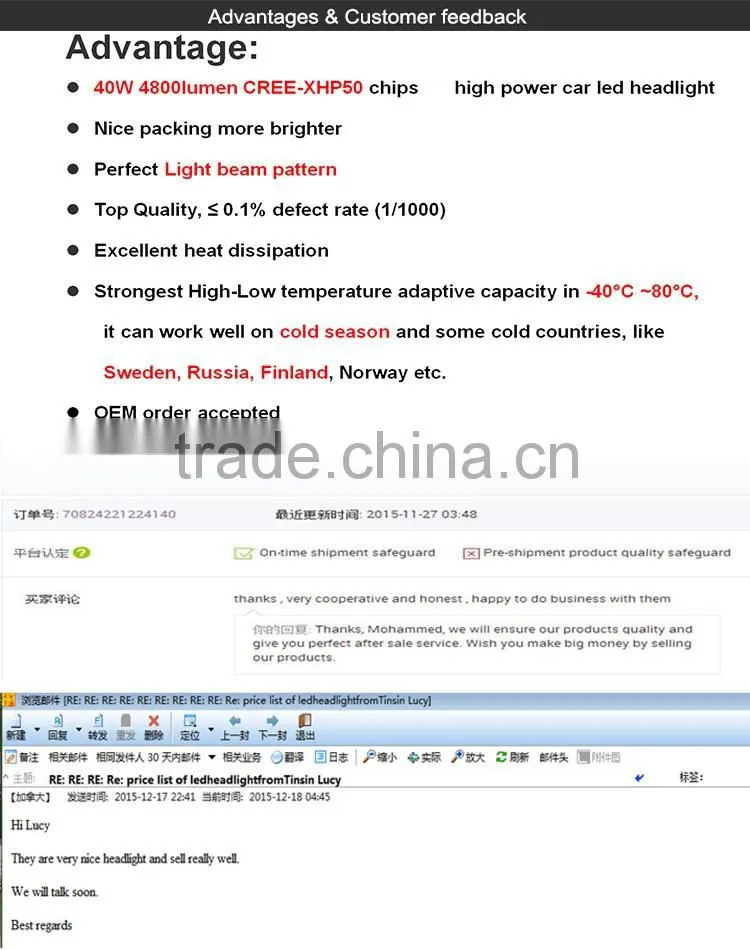 Factory price separated driver led headlight,led headlight h1,7 inch round led headlight