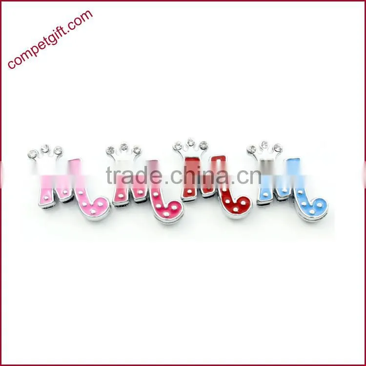Produce Offer Creative Colored Crown Slider Zinc Alloy Letters Charms