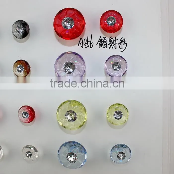 Gradient color rhinestone button plastic button
