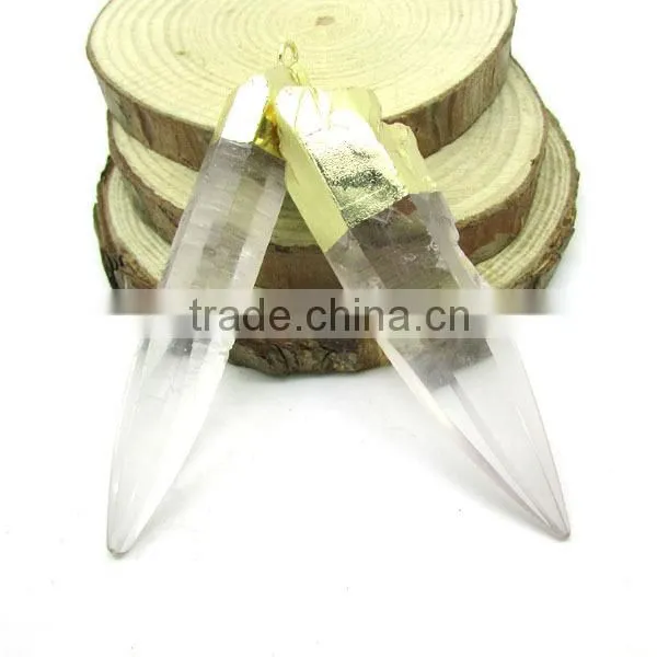 JF6923 Gold Plated Natural Turquoise Point Spike Pendants
