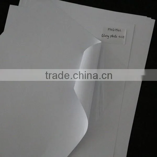 150gsm waterproof adhesive-backed a4 glossy photo paper for dye,pigment ink