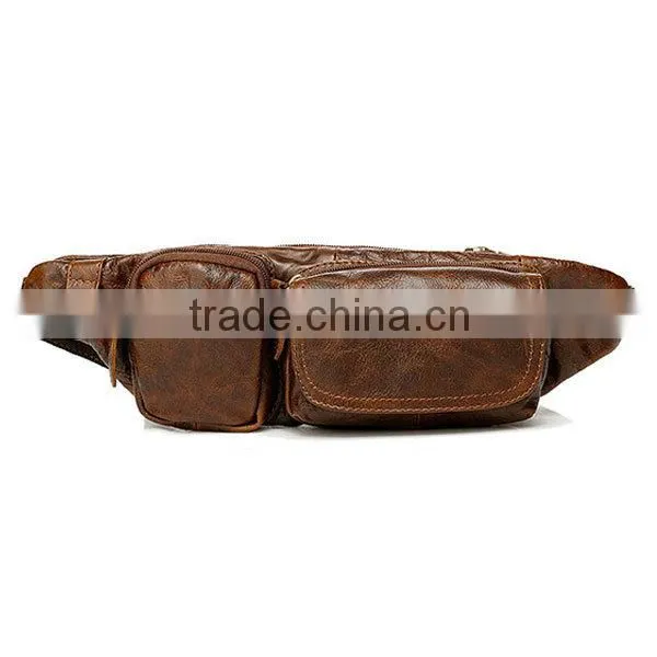 Perfect top grain leather satchel waist bag men Mens Chest Bag Runners Belt Travel Pouch