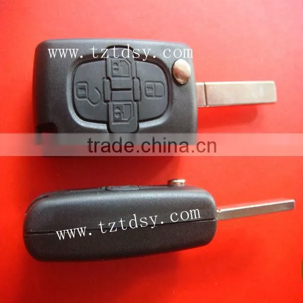 Tongda Hot sale 4 button modified folding remote key case(no groove) for peugeot