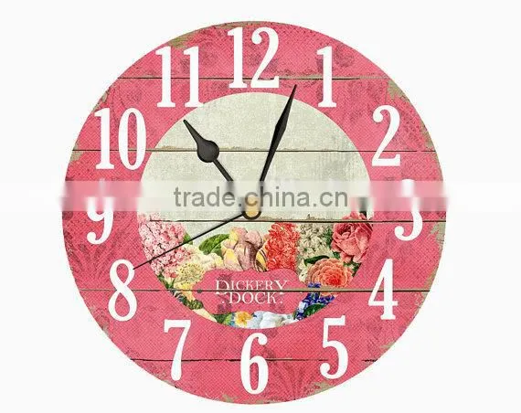 Beautiful design round wood wall clock for home deco