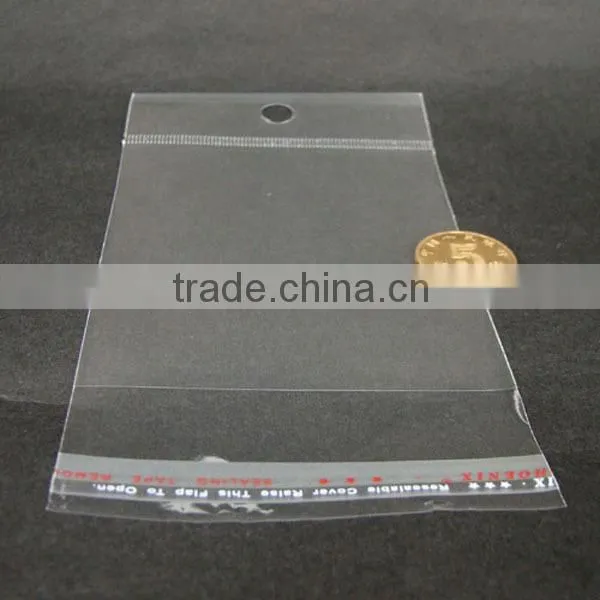 custom header package bag opp plastic bag for jewelry packing