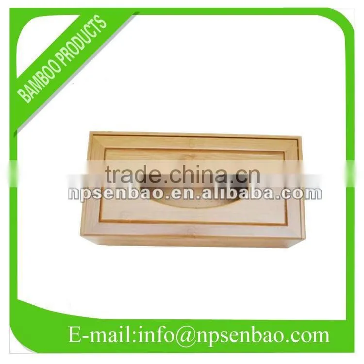 bamboo tissue box with a grove
