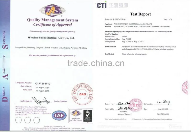 Electrical Bimetal silver contact for swithches (20 years experiance just for silver contact ,contact tips,switch parts)