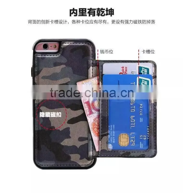 camouflage PU Leather Luxury Ultra Thin TPU Back Case Cover For Apple iPhone 5/S 6 6S Plus