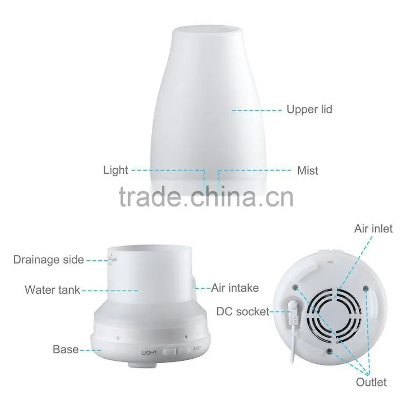 Veister Aromatherapy Diffuser Portable Ultrasonic Aroma Humidifier with 7 Color Changing LED Lamps