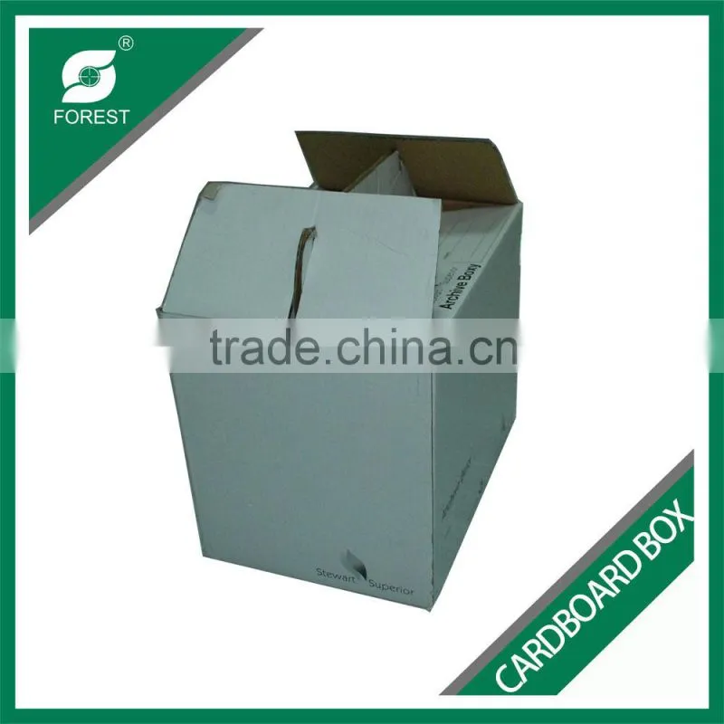 USED CARDBOARD STORAGE BOX FOLDABLE ARCHIVES BOXY WITH HANDLE CORRUGATED PACKING BOX FOR FILES