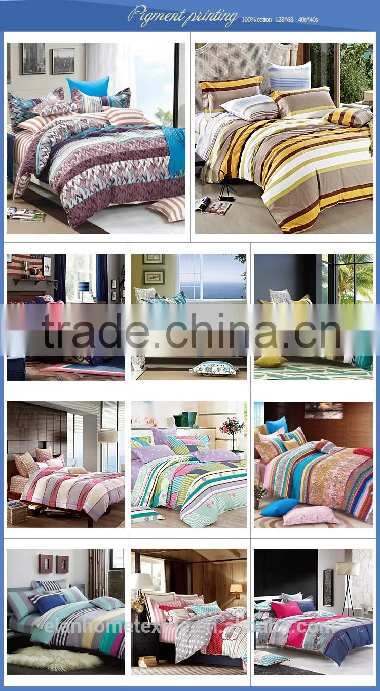 100% cotton 128*68 40s*40s pigment printed luxury comforter cover set with zipper