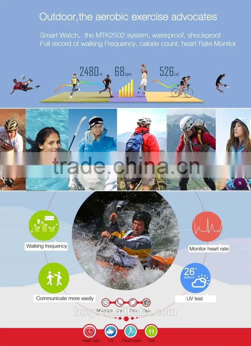 Intelligent waterproof sports watch, with 3G ,BT,see text messages, synchronization time weather, photo camera
