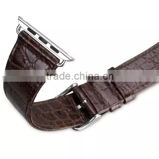Hot Sale crocodile grain real leather watch band for Apple watch