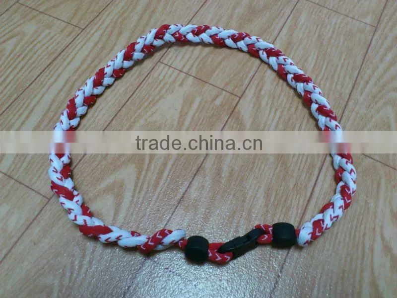 2012 Stitch Baseball Sports Necklace, Tornado Titanium Negative Ion Stitching Necklace White with Red Stitching Thread
