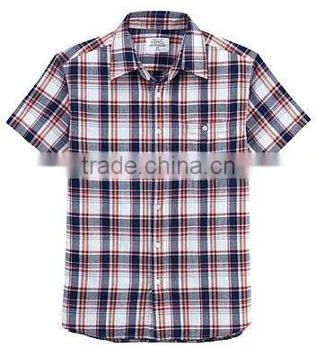 2012 Men's Iron Free Cotton Plaid Short Sleeve Shirts