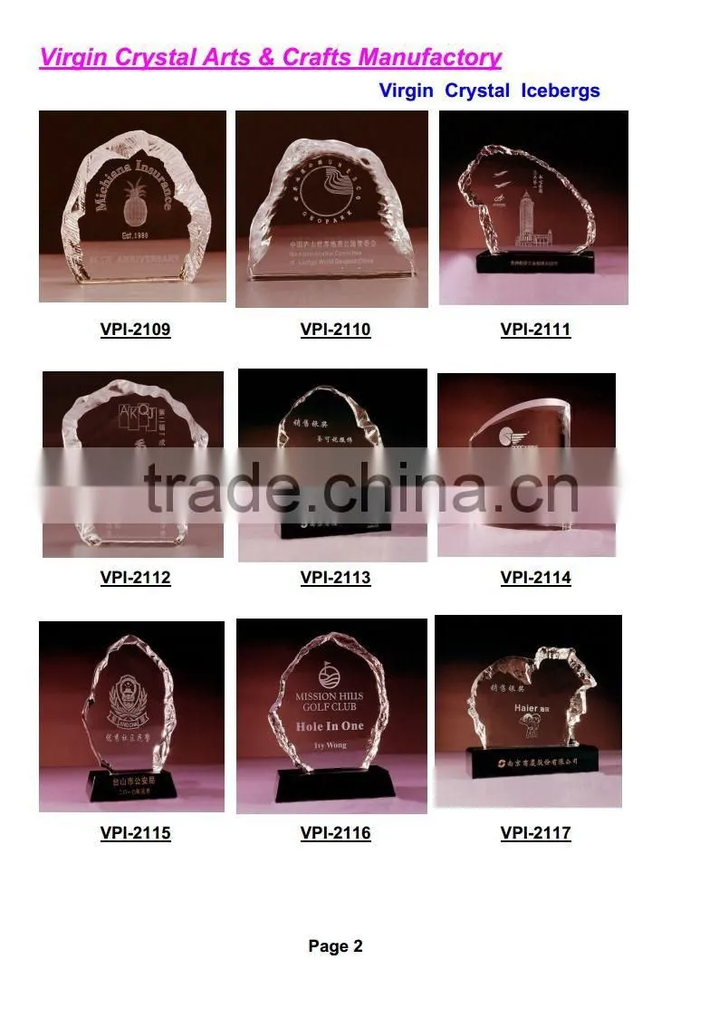 Popular crystal iceberg stand, crystal award with custom logo as 25th anniversary gift