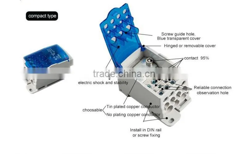 1 in 7 out universal terminal blocks Al Cu distribution conductor 80mm -500mm / Al Cu distributor terminal blocks connector /