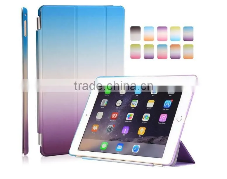 2016 New Arrival For 12.9inch iPad Pro Slim Pu Leather Rainbow Cover With Wake Sleeping