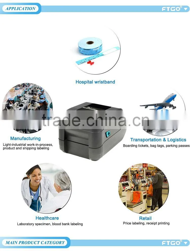 Profession zebra label printer transfer printing barcode wristband printer