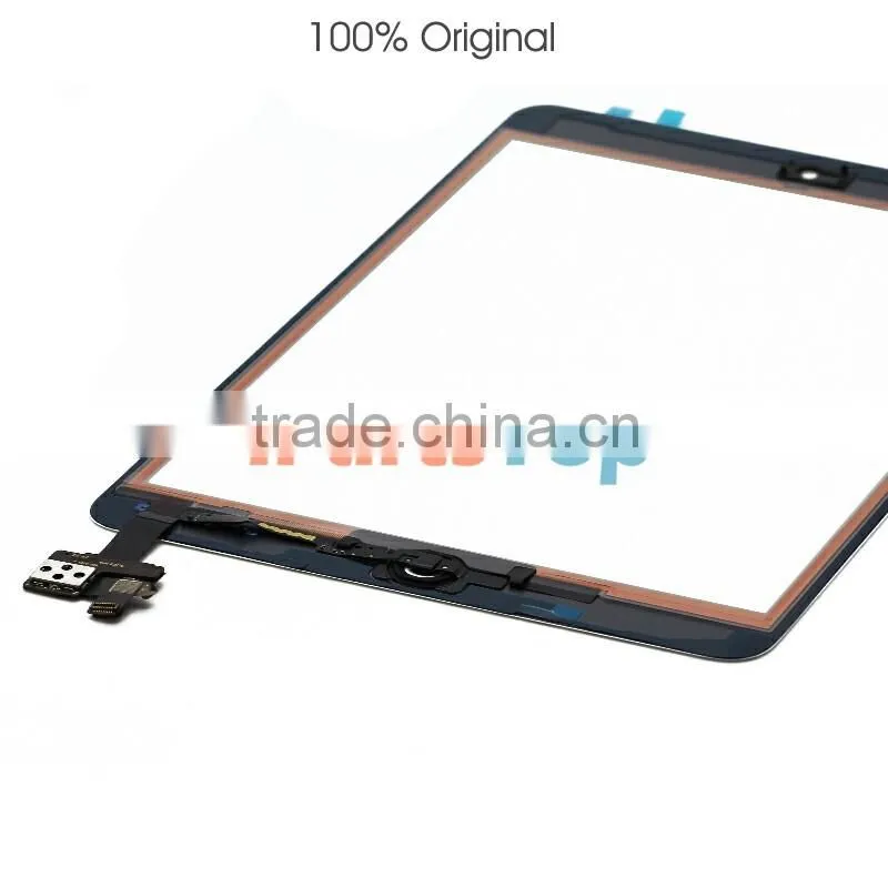 Whosale 100% Original Front Touch Screen Digitizer With IC Assembly For iPad Mini,With Original Adhesive Home Button Assembly
