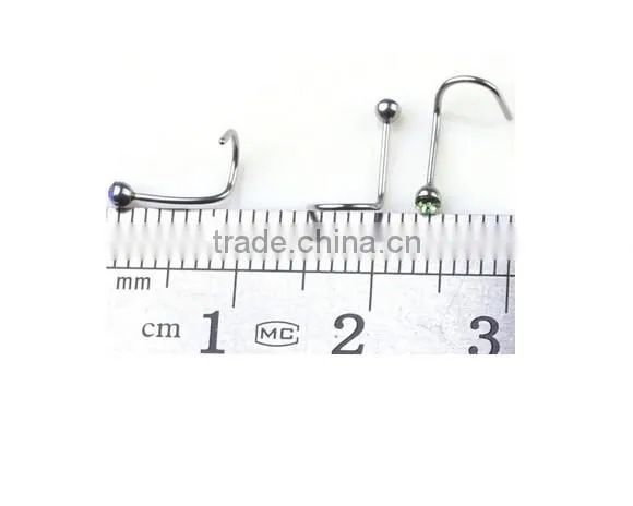Nose Retainer Rings Studs hide piercing Bio Flexible Clear Screw On Gems