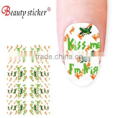 temporary UK clover sticker for fingers green floral nail stickers