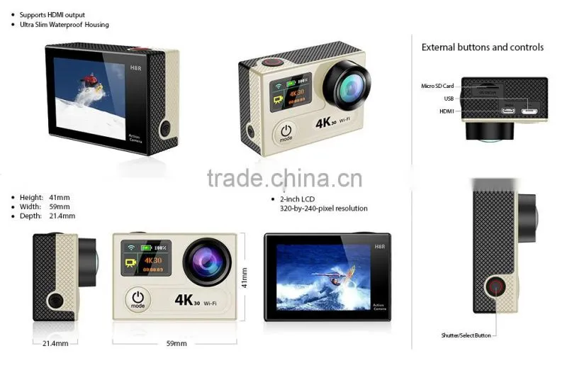 Hot Fashion EKEN H8 H8R 4K 30fps action camera 360VR Lens VR Mode 170 degree sport camcorder