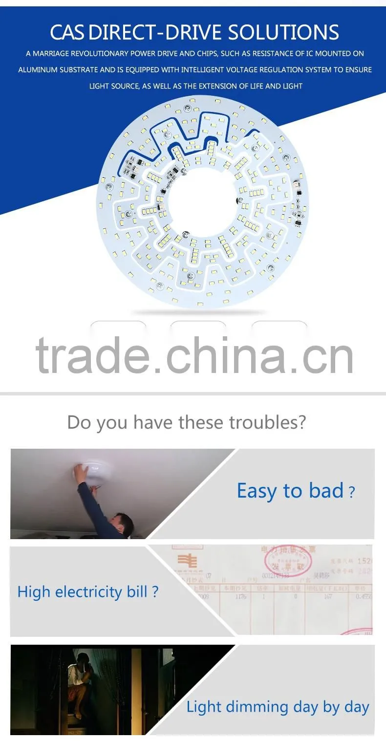 AC220V Direct Drive Voltage Protect 10W 18W 24W LED Aluminum Panel PCBA Plate for Ceiling Light Replace