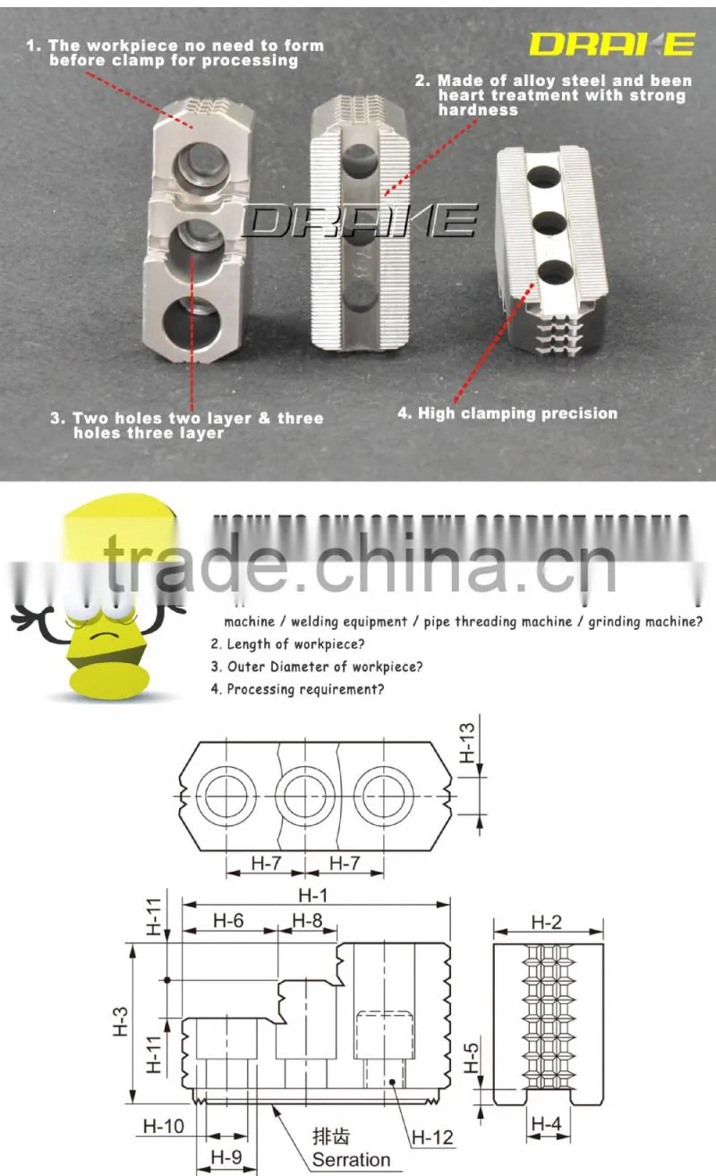 Hydraulic Power Lathe Chuck Hard Jaws