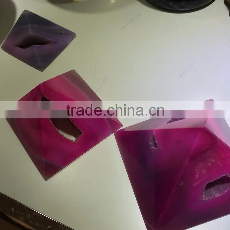 New Natural Rock Agate Crystal Geodes Pyramid For Home Decor