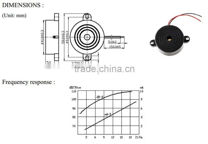 FB-42SW high-performance 24v magnetic piezoelectric buzzer with wire (FBELE)