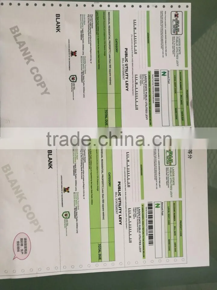 Manufacture NCR Statements Paper