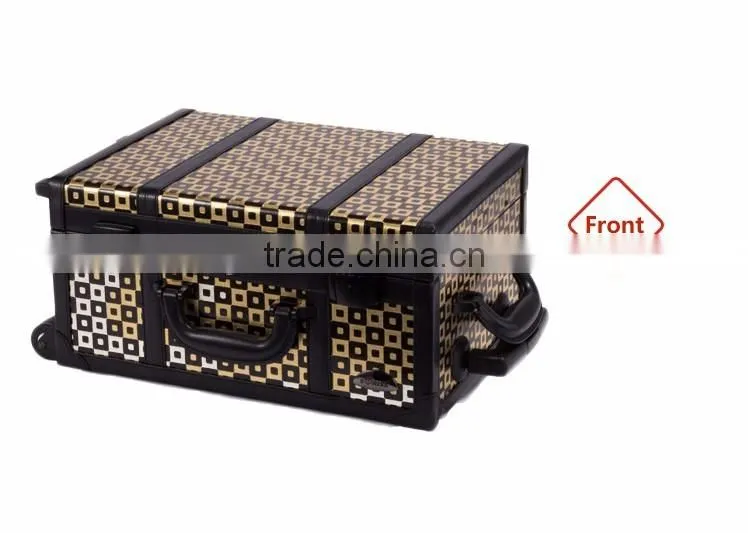 makeup case lights mirror professional makeup trolley case beauty case with pattern