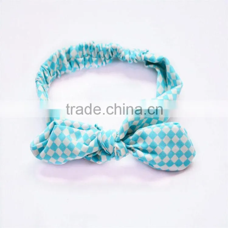 Hot-selling cotton girly headband,fancy printed knotted turban stretch headband,cotton hair accessory
