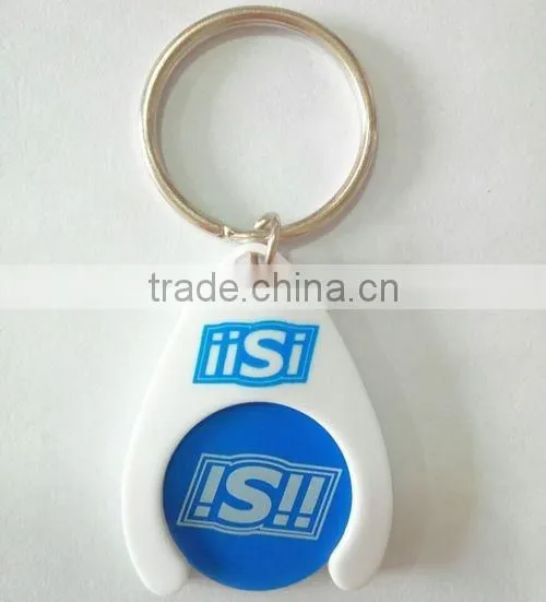 promotion ABS plastic trolley coin keychain with custom logo
