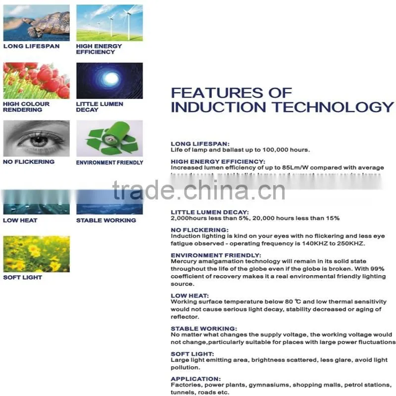 railway stations low frequency electrodeless induction lighting industrial light fixture with CE certificate