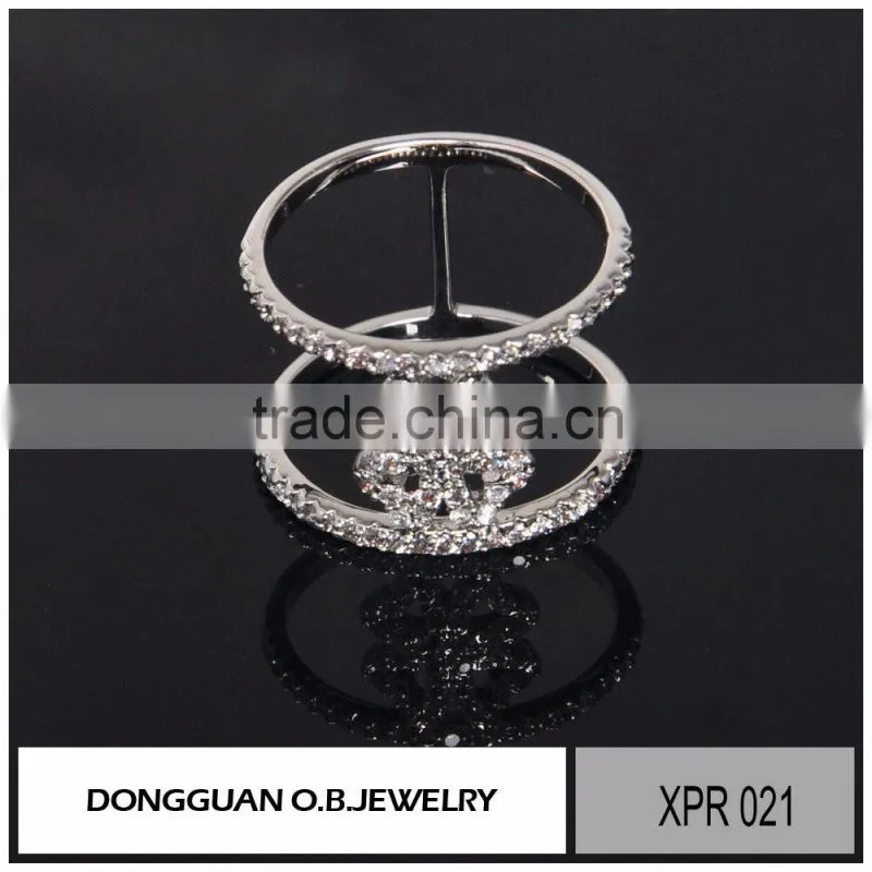 New designs clear zircon ring silver material pave setting luck jewelry