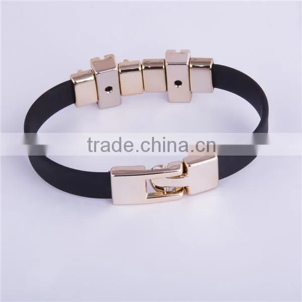2016 Black Debossed Silicone Chain Link Bracelet
