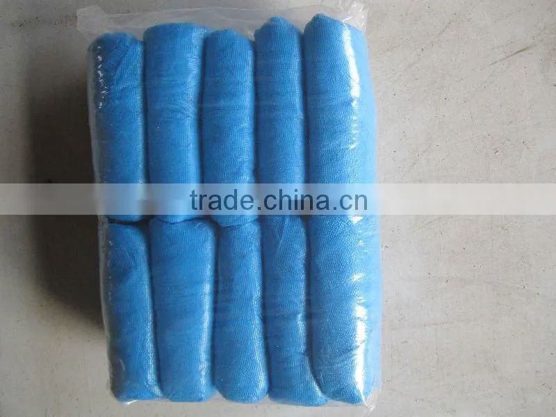 Disposable waterproof blue CPE shoe covers